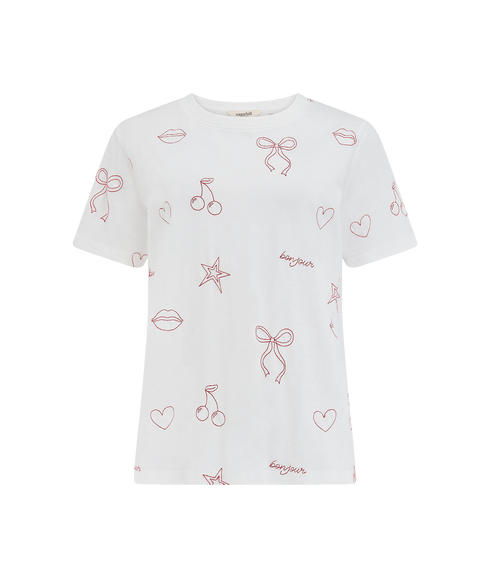 Maggie T-Shirt - Off White/Chic Embroidery