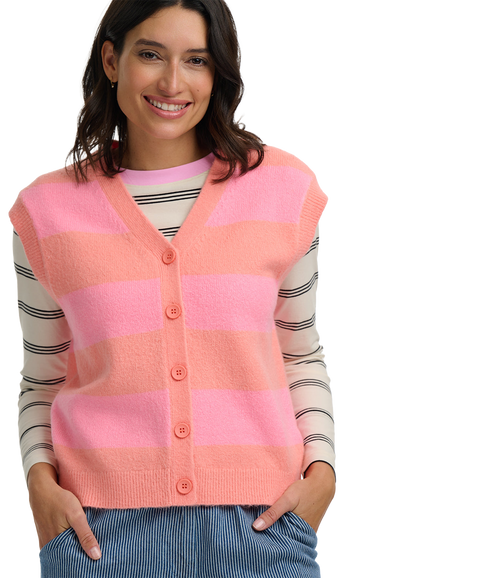 Amber Knit Vest - Peach/Pink/Pastel Stripe