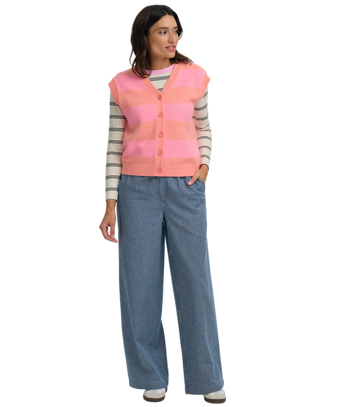Amber Knit Vest - Peach/Pink/Pastel Stripe