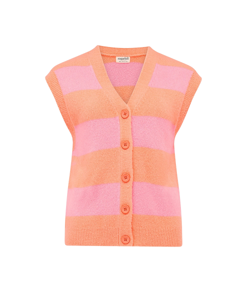 Amber Knit Vest - Peach/Pink/Pastel Stripe
