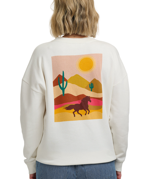 Eadie Relaxed Sweatshirt - Off White/Horse Print/Embro