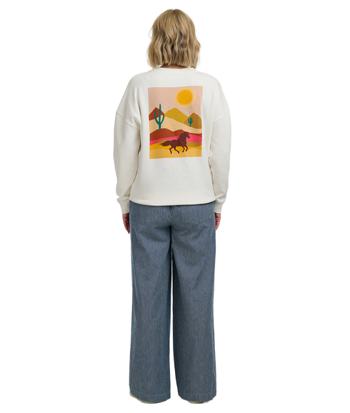 Eadie Relaxed Sweatshirt - Off White/Horse Print/Embro