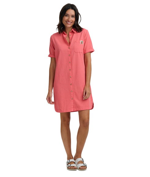 Zoe Mini Shirt Dress - Coral