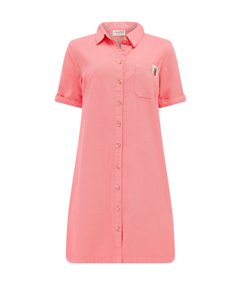 Zoe Mini Shirt Dress - Coral