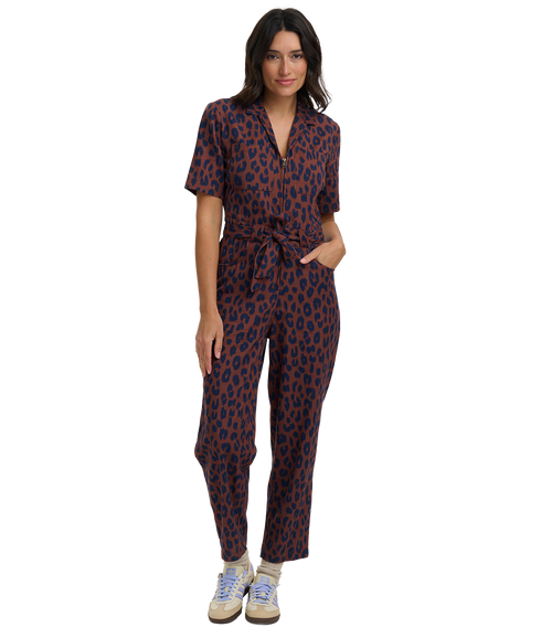 Meredith Jumpsuit - Rust/Navy/Leopard