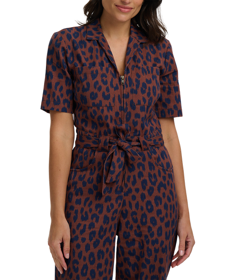 Meredith Jumpsuit - Rust/Navy/Leopard