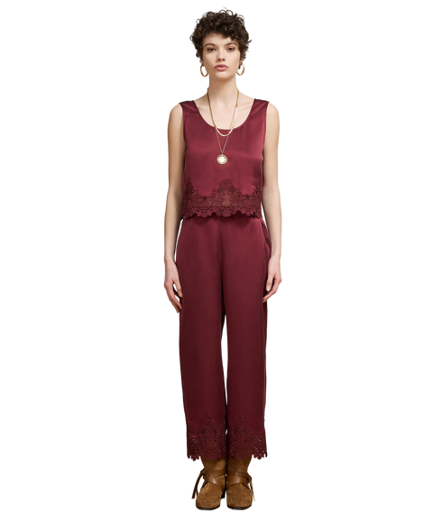 Etta Silk Trouser - Burgundy