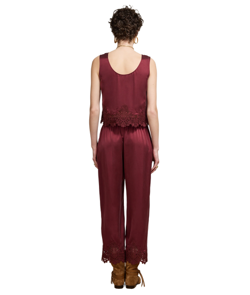 Etta Silk Trouser - Burgundy