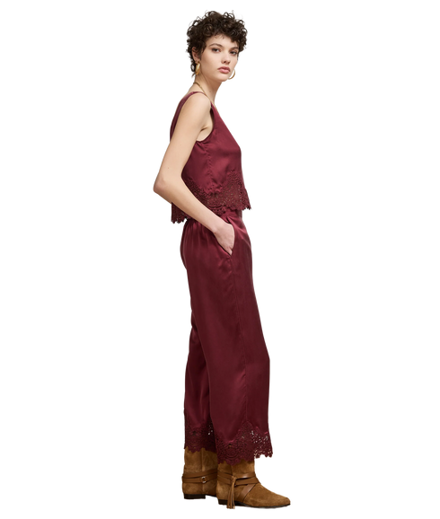 Etta Silk Trouser - Burgundy