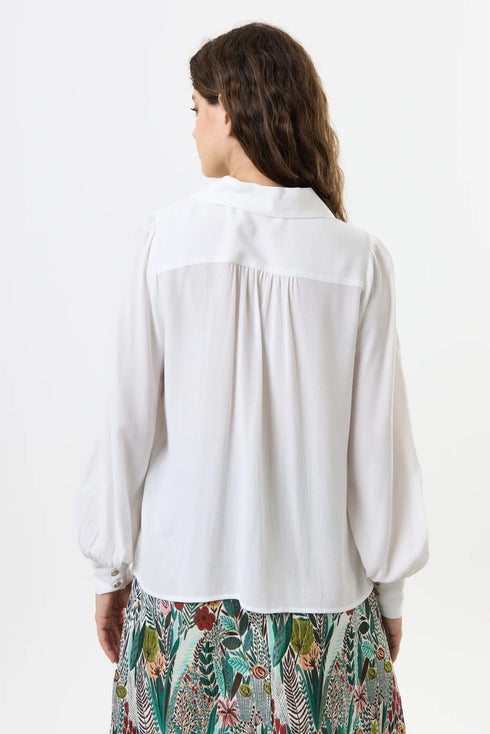 Octavia Moss Crepe Petal Collar Blouse