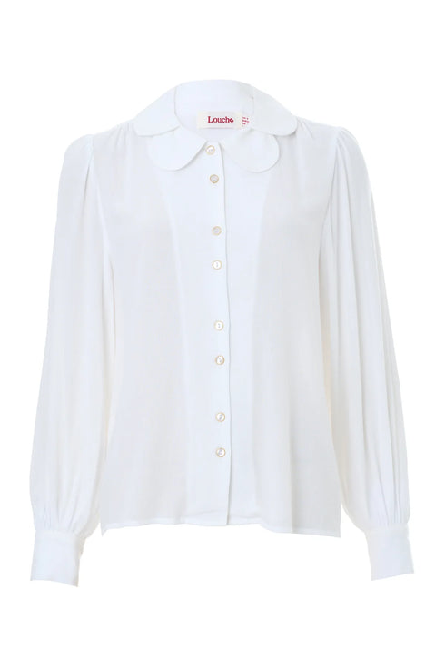 Octavia Moss Crepe Petal Collar Blouse