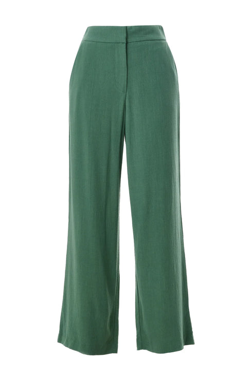 Tilde Green Linen Mix Wide Leg Trouser