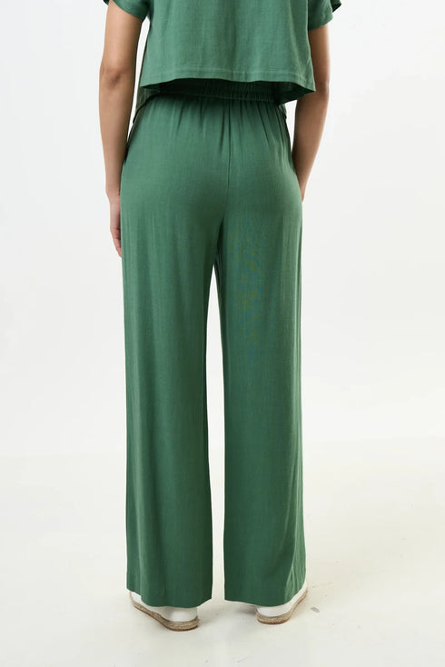 Tilde Green Linen Mix Wide Leg Trouser