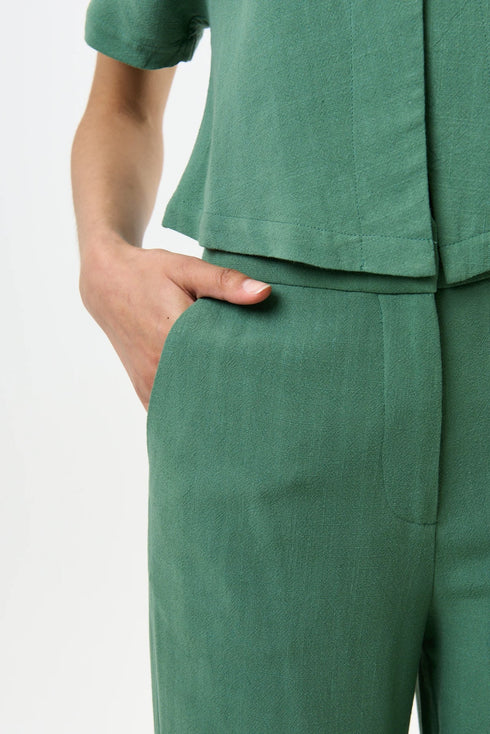 Tilde Green Linen Mix Wide Leg Trouser
