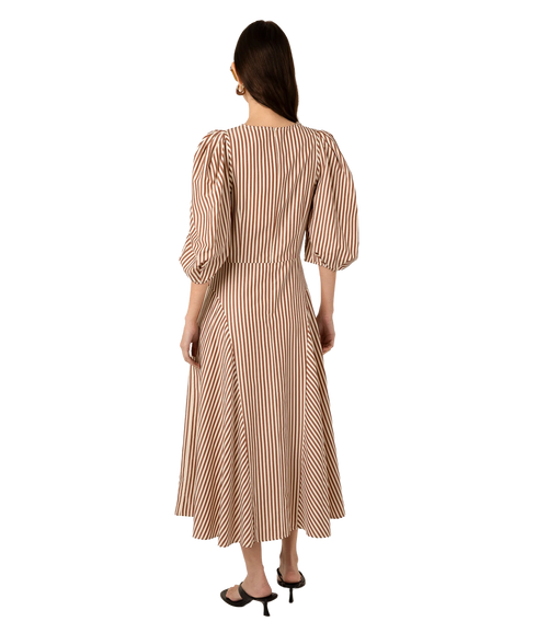 Mila Brown Stripe Dress - Brown/Cream