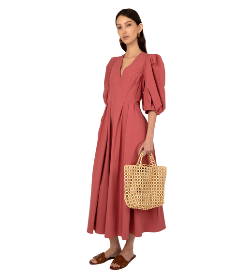 Colette Tie Back Dress - Pink Clay