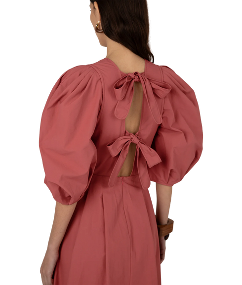 Colette Tie Back Dress - Pink Clay