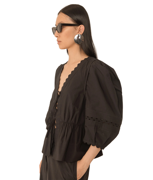 Carlotta Pleat Sleeve Top - Black