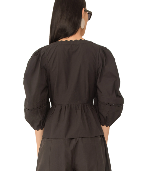 Carlotta Pleat Sleeve Top - Black