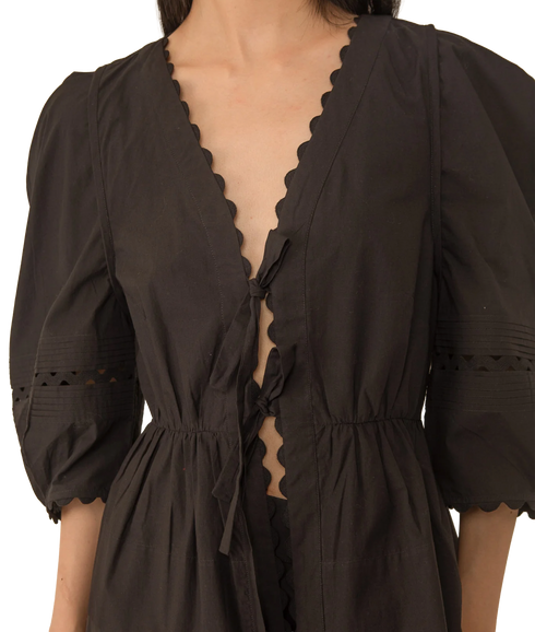 Carlotta Pleat Sleeve Top - Black