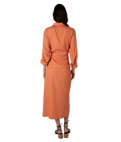 Lina Tie Front Shirt Dress - Orange Sand