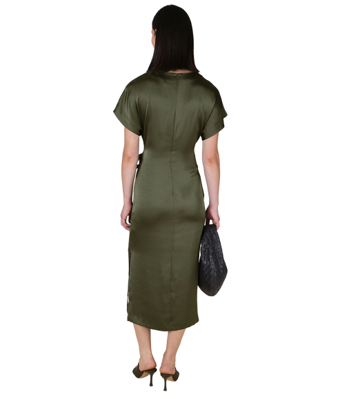Rabia Side Tie Dress - Dark Green
