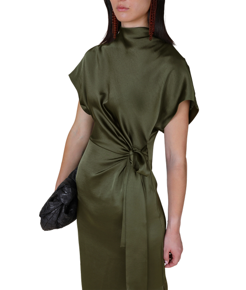 Rabia Side Tie Dress - Dark Green