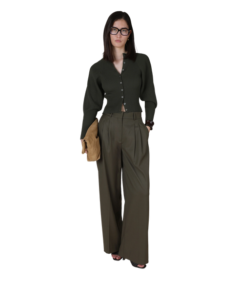 Rea Straight Leg Tailored Trousers - Olive Green