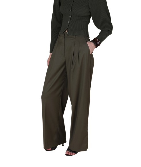 Rea Straight Leg Tailored Trousers - Olive Green