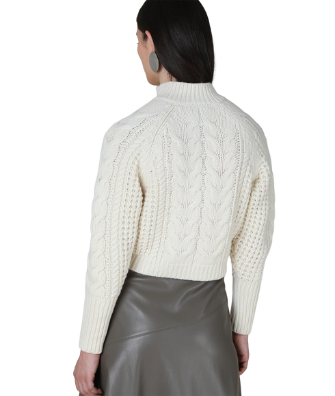 Elodie Zip Through Cable Cardigan - Cream