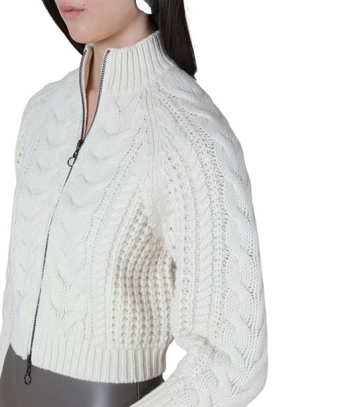 Elodie Zip Through Cable Cardigan - Cream