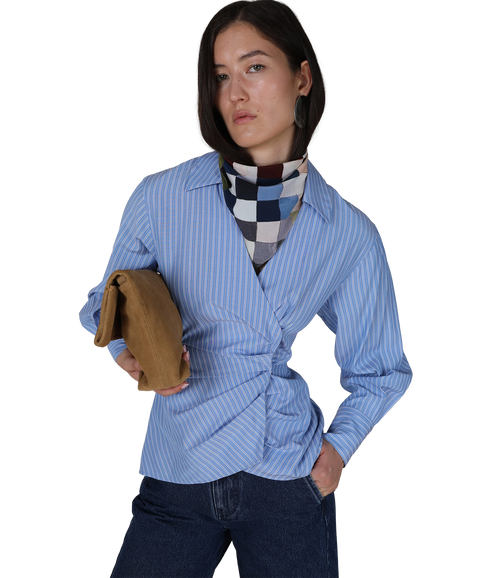 Lark Pleat Waist Shirt - Blue Stripe