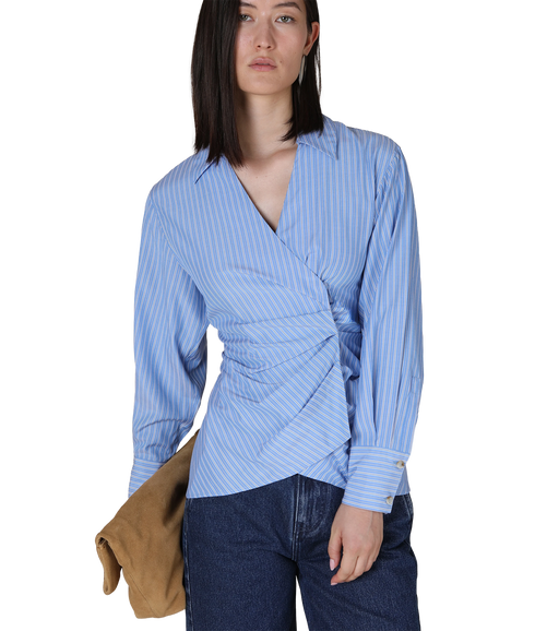 Lark Pleat Waist Shirt - Blue Stripe