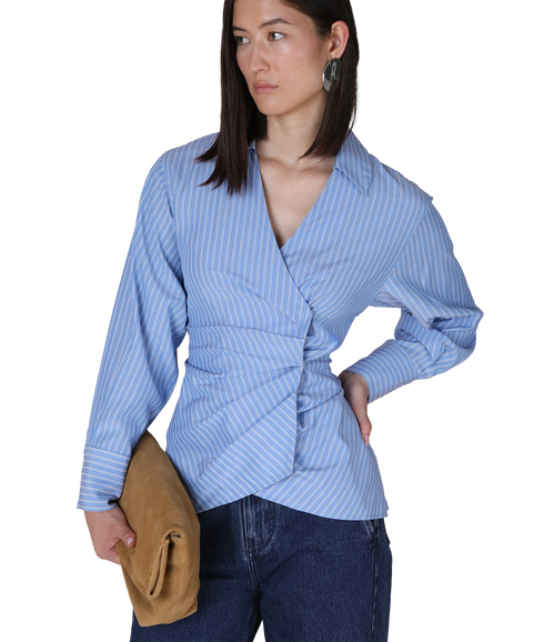 Lark Pleat Waist Shirt - Blue Stripe