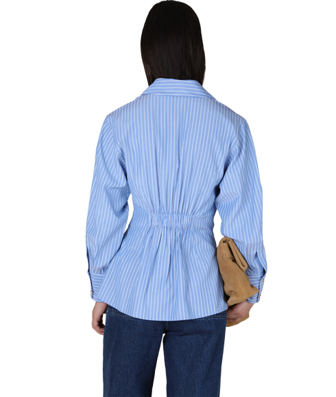 Lark Pleat Waist Shirt - Blue Stripe