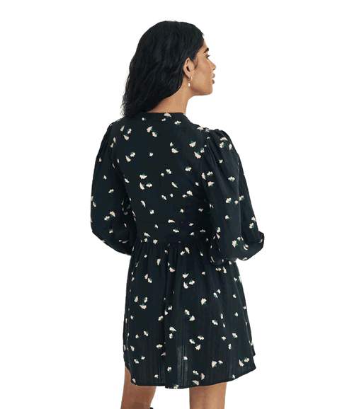 Ditsy Floral Long Sleeve Starlight Mini Dress - Black