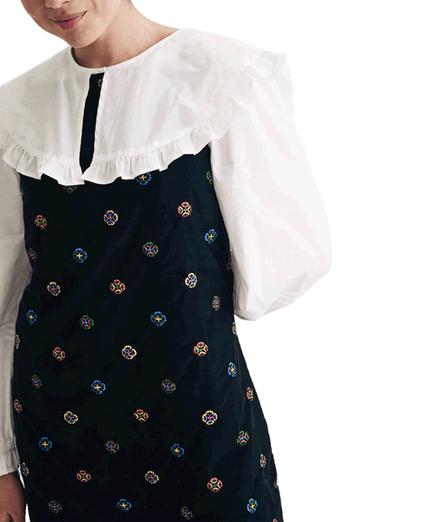 Cord Pepper Mini Pinafore Dress - Black