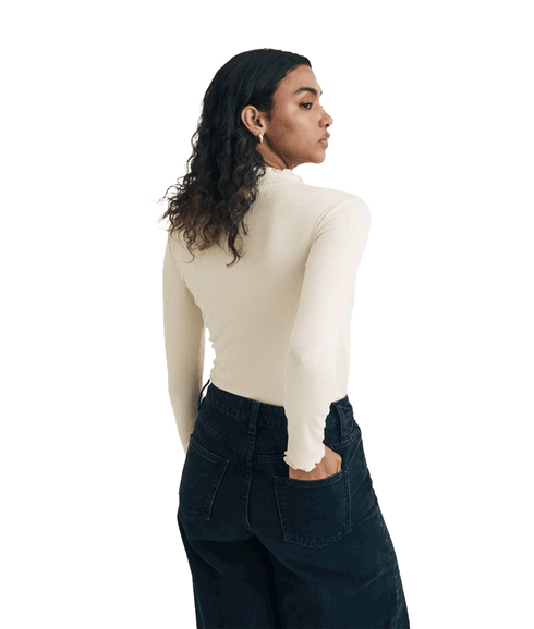 Funnel Neck Long Sleeve Lizzie Top - Cream