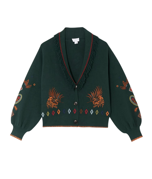 Bottle Green Safari Cardigan - Green