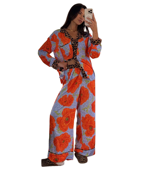Poppy Button Through Pyjama Set - Multi