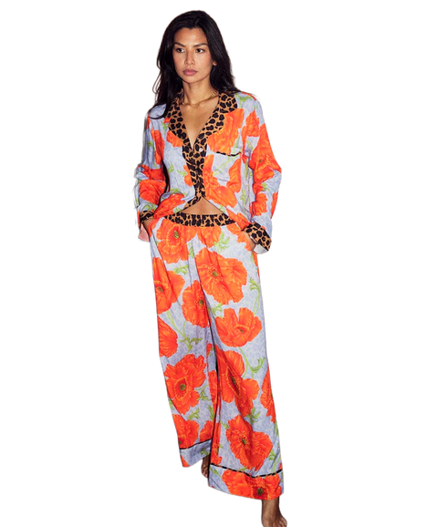 Poppy Button Through Pyjama Set - Multi