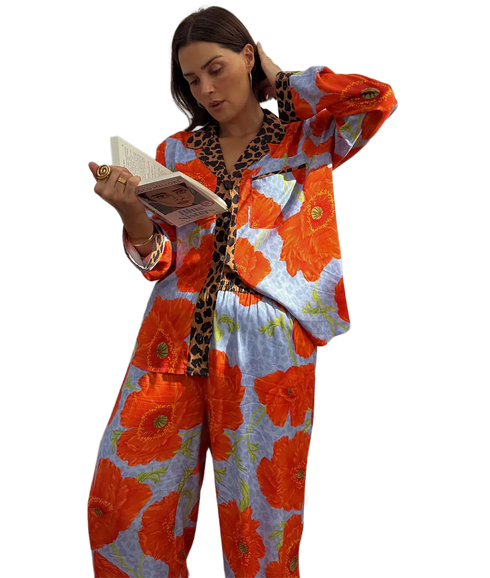 Poppy Button Through Pyjama Set - Multi