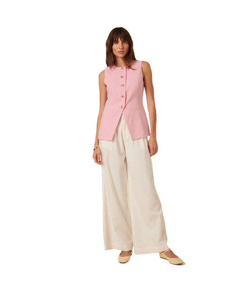 Long Line Crew Waistcoat - Pink