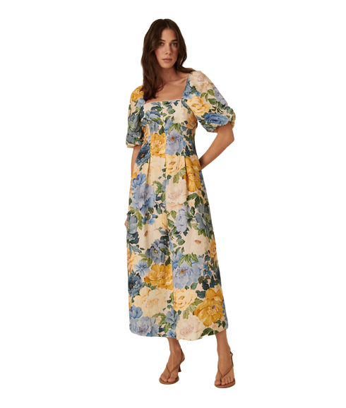 Demi Midi Dress Elena Blooms - Multi