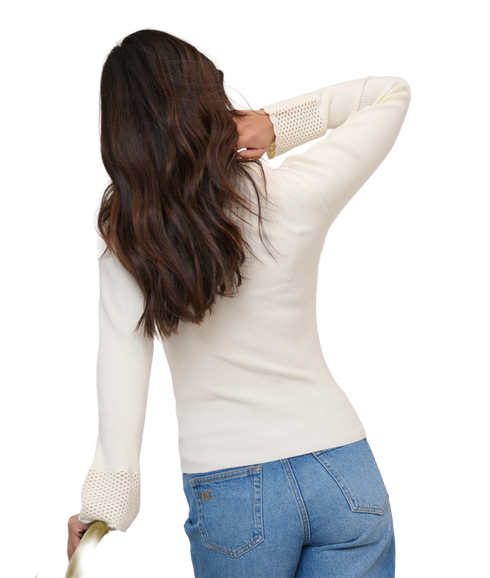 Crochet Cuff Fg Top - White