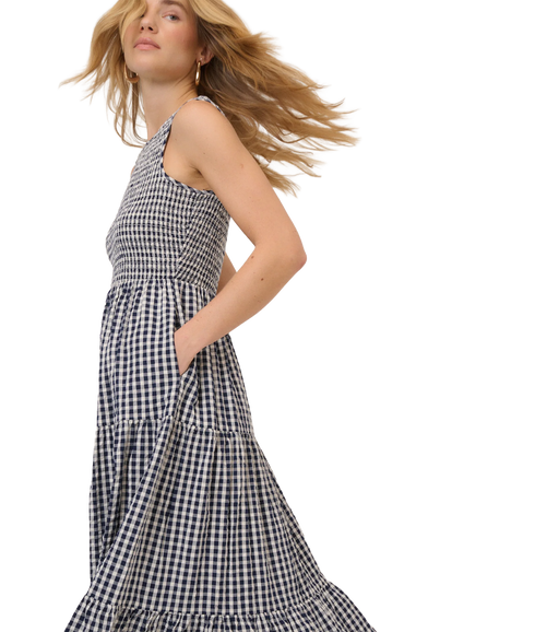 Sleeveless Charlie Midaxi Dress - Blue Gingham