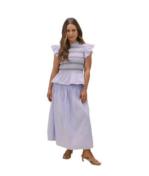 Ronda Shirred Top - Blue