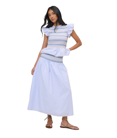 Ronda Shirred Top - Blue