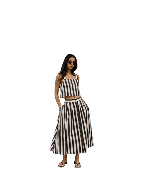 Button Through Midaxi Skirt - Multi