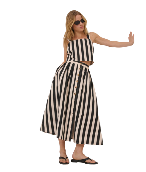 Button Through Midaxi Skirt - Multi